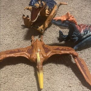 Dinosaur Action Figure Set - Brown, Blue, Orange